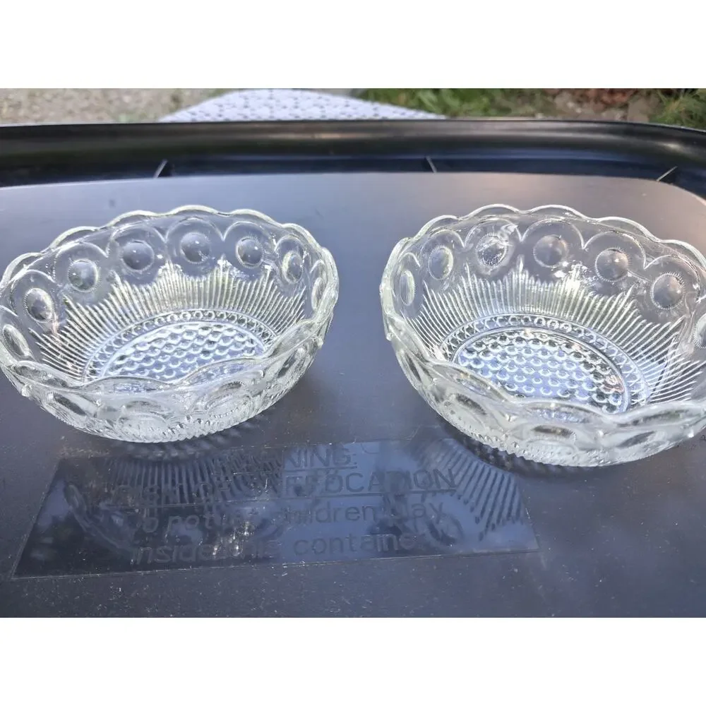 Vintage Bartlett Collins Manhattan Clear Glass Berry Bowl Lot of 2 St Genevieve
